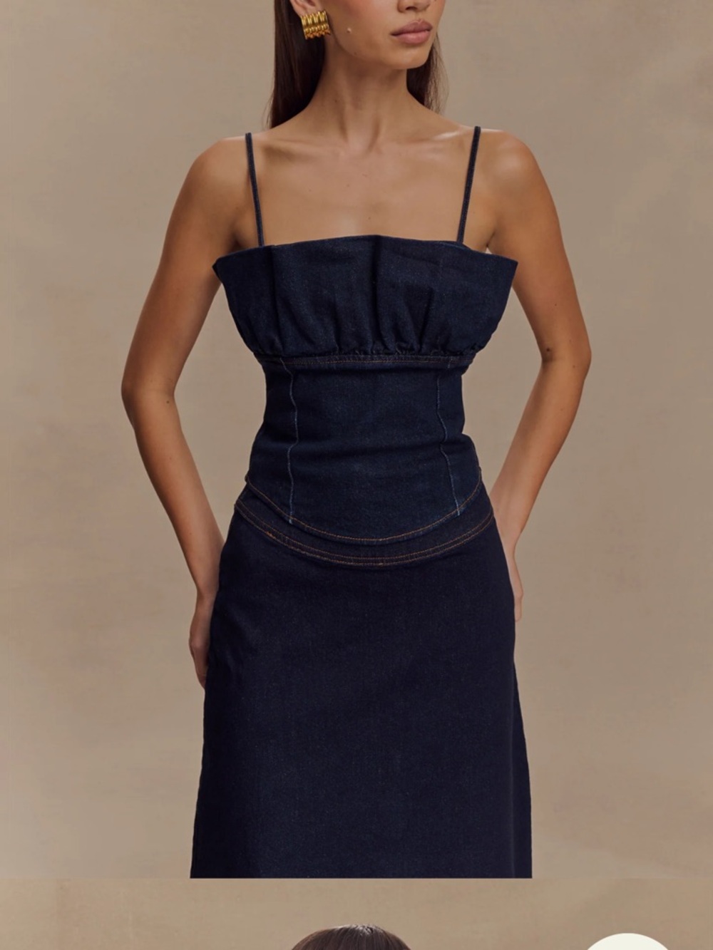 Meshki Dark Blue Denim Strapless Tank Top